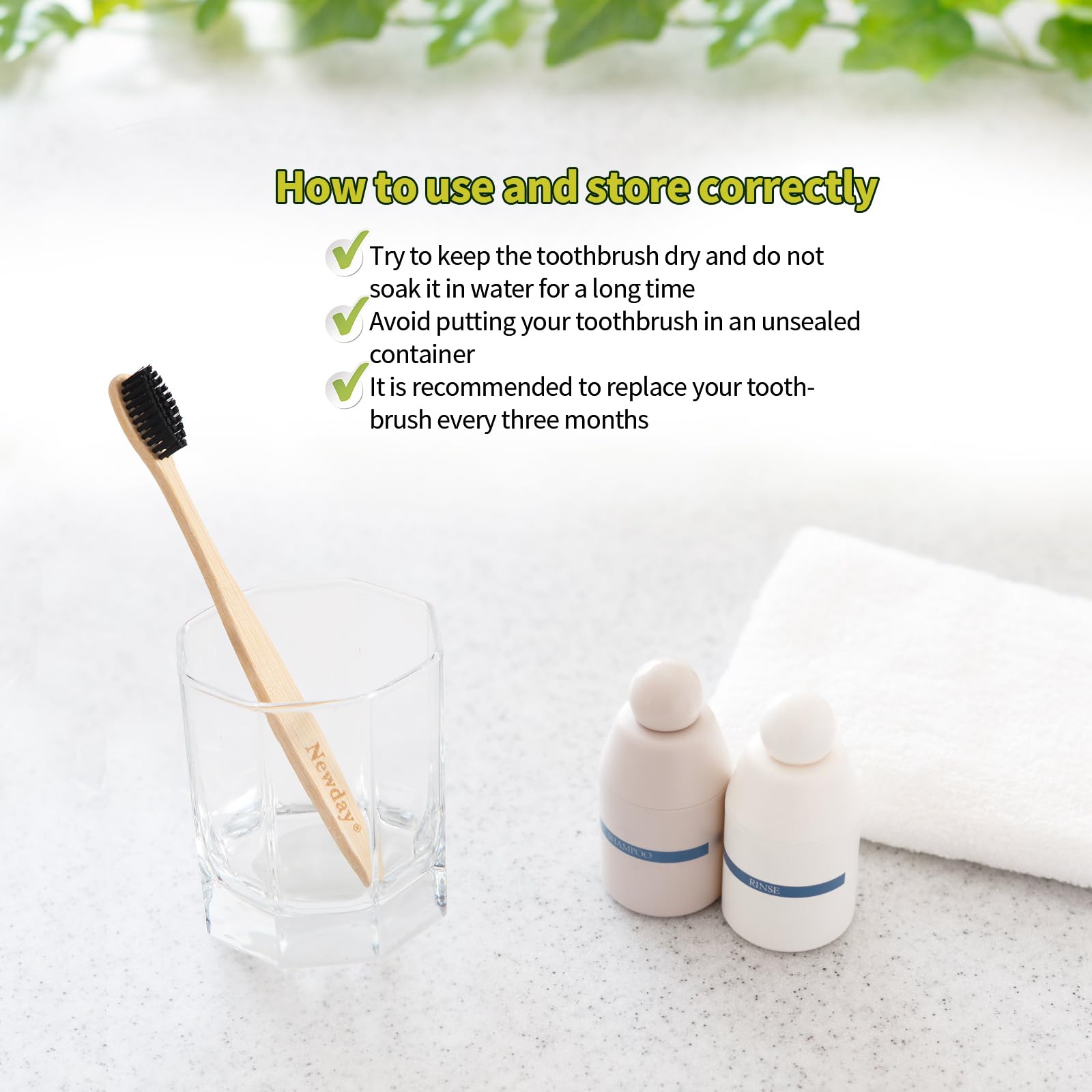 Box of 100 Biodegradable Bamboo Toothbrushes in Black