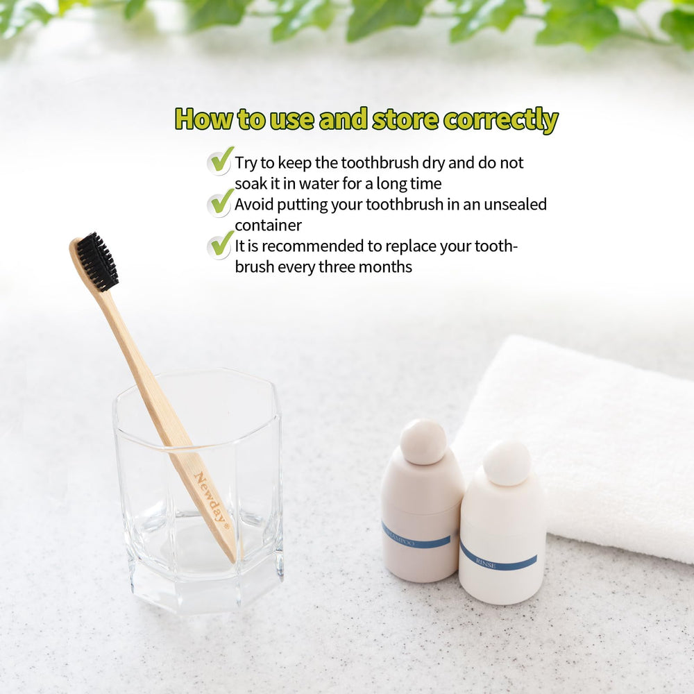 Box of 100 Biodegradable Bamboo Toothbrushes in Black