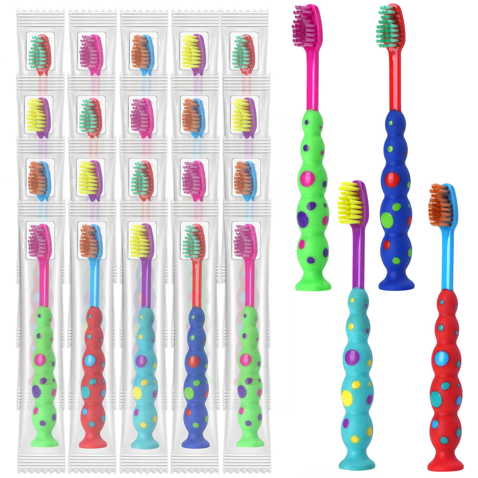 Blue candy-design kids toothbrush with suction cup
