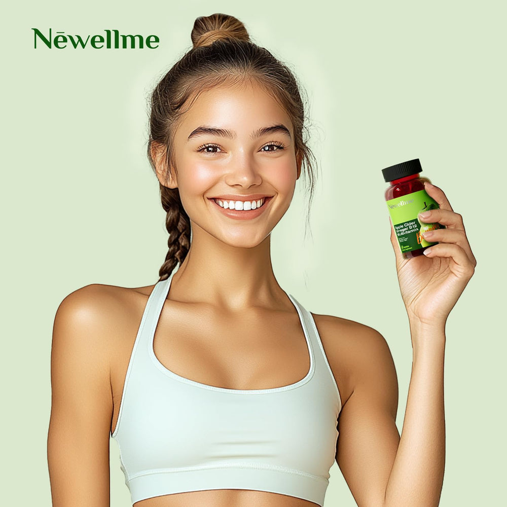 60-count bottle of Newellme ACV Gummies sealed