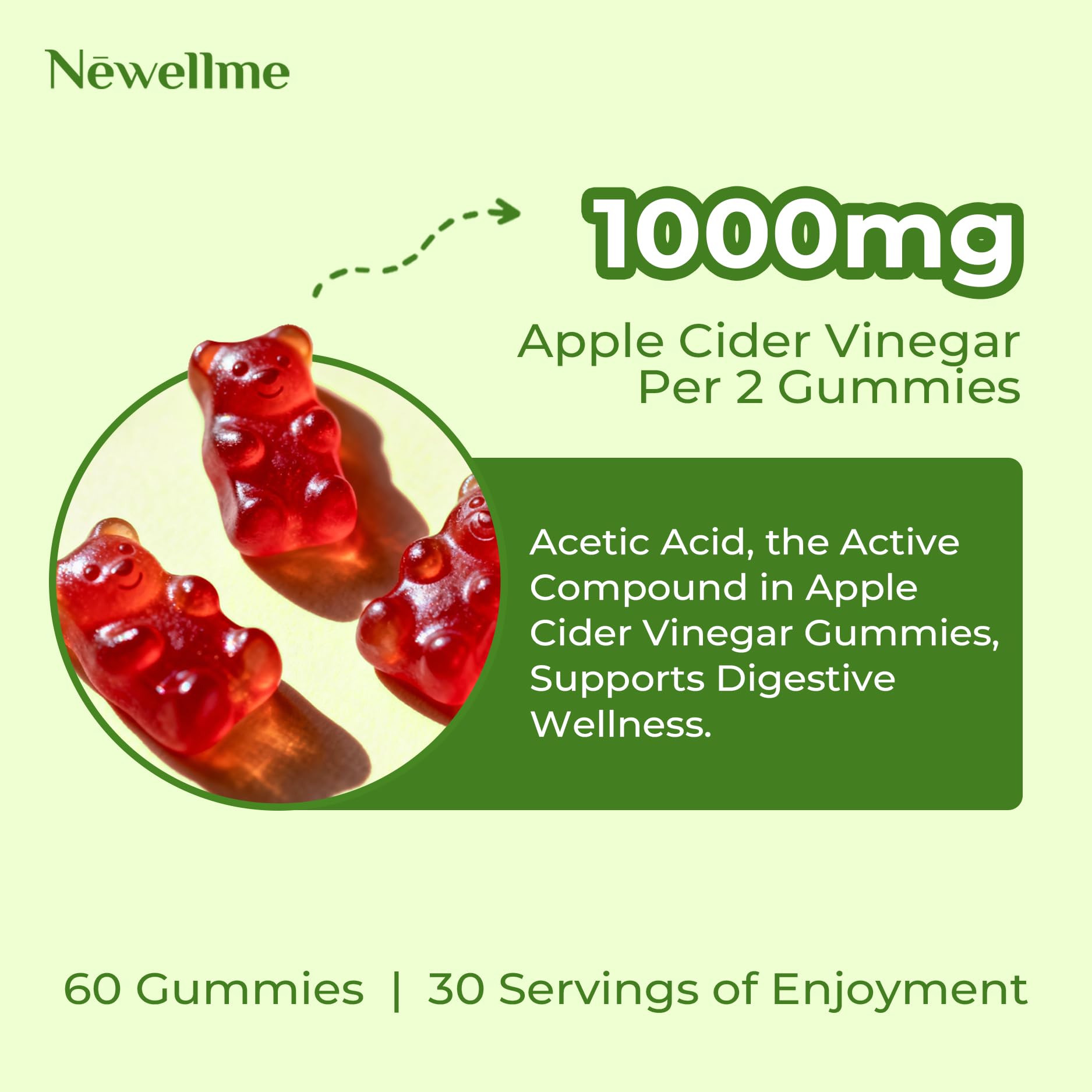 NEWELLME gummies texture close-up showing chewy, fruity sweetness ideal for daily routine.