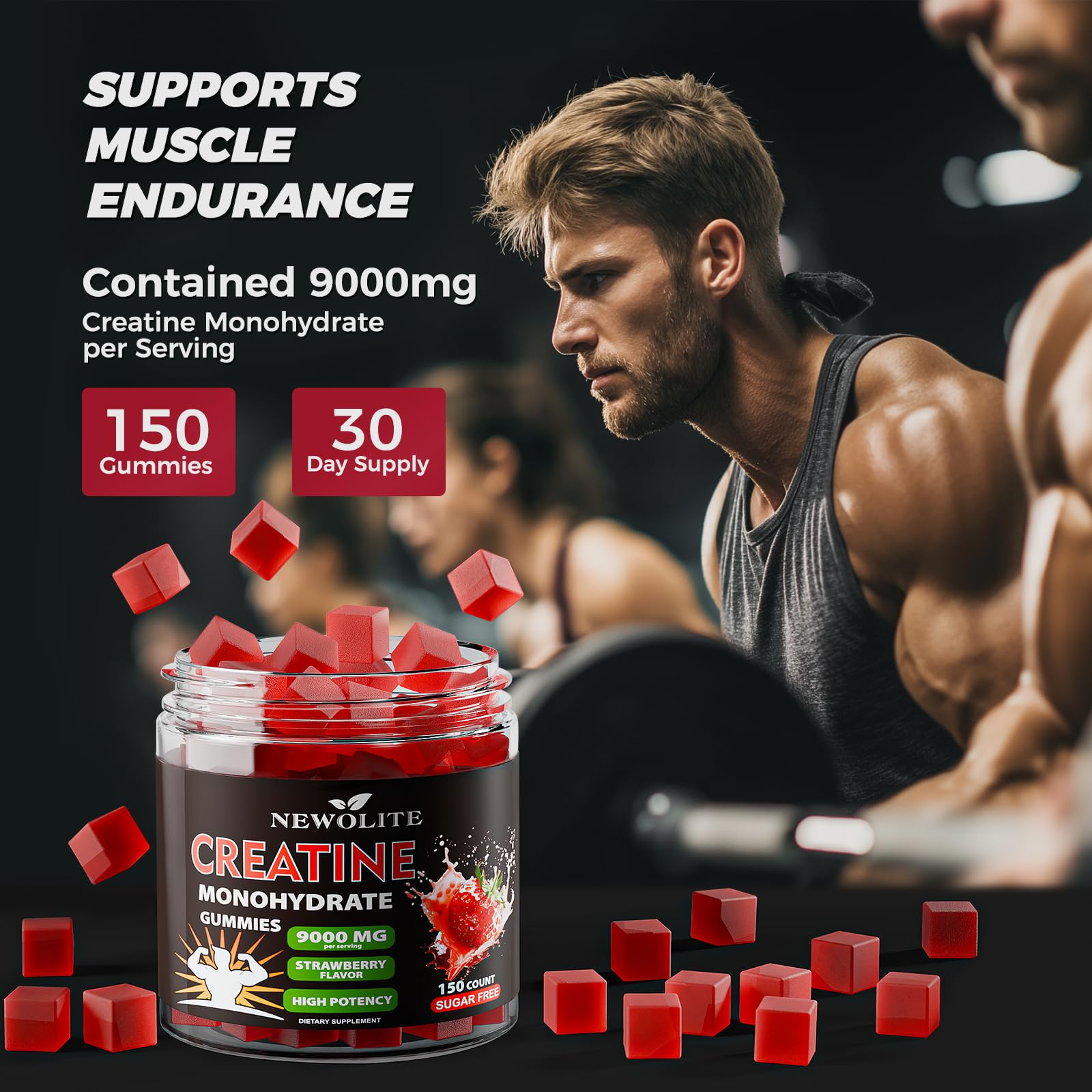 Nutrition facts label for NEWOLITE Creatine Monohydrate Gummies