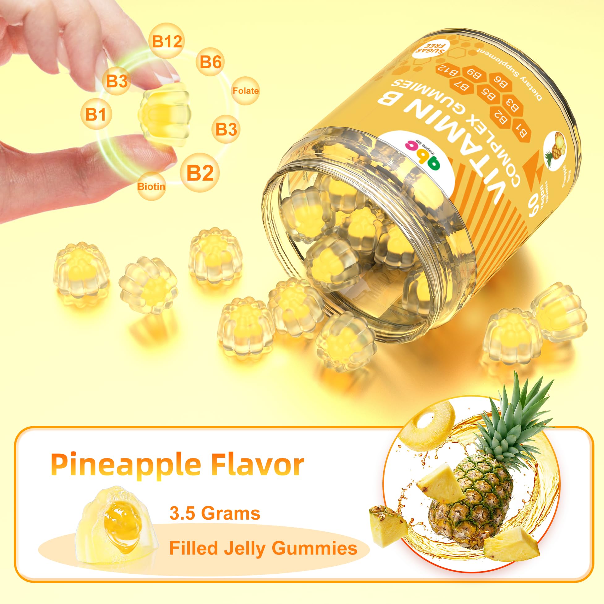 Close-up of pineapple-flavored gummies