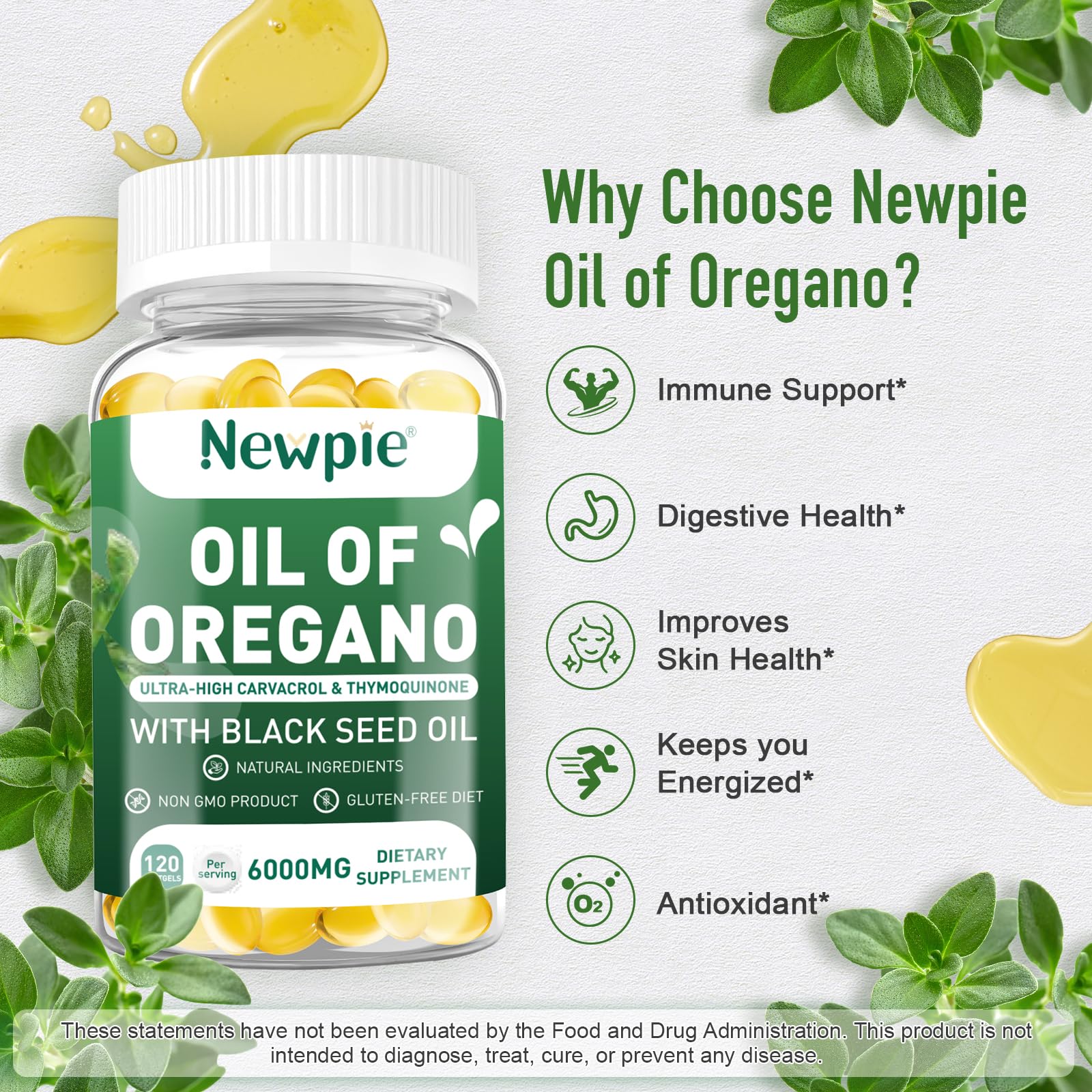 Ingredients label showing non-GMO and allergen-free claims