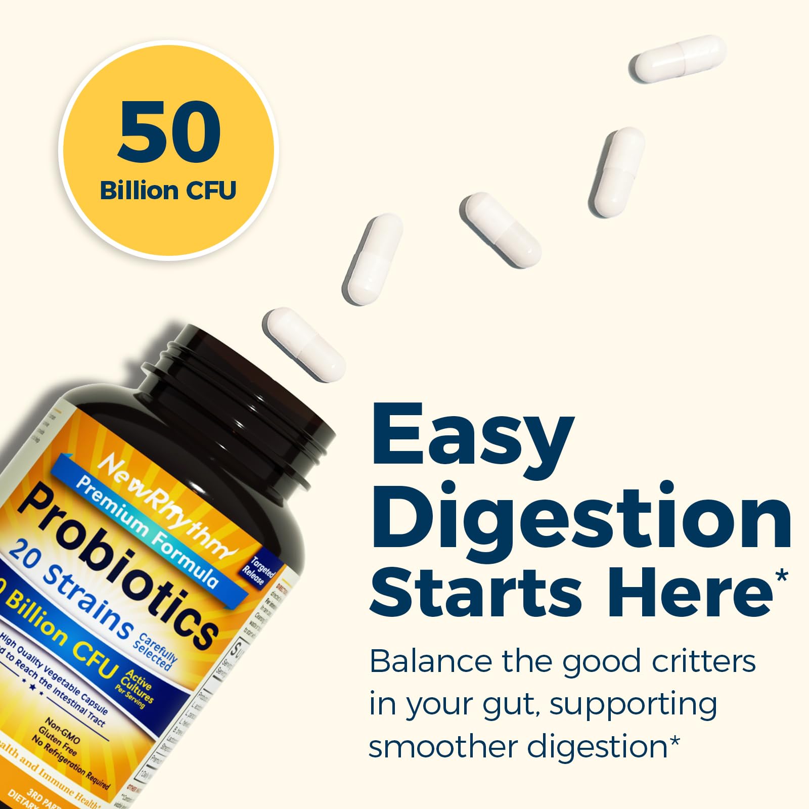 NewRhythm Probiotics 120 capsule bottle