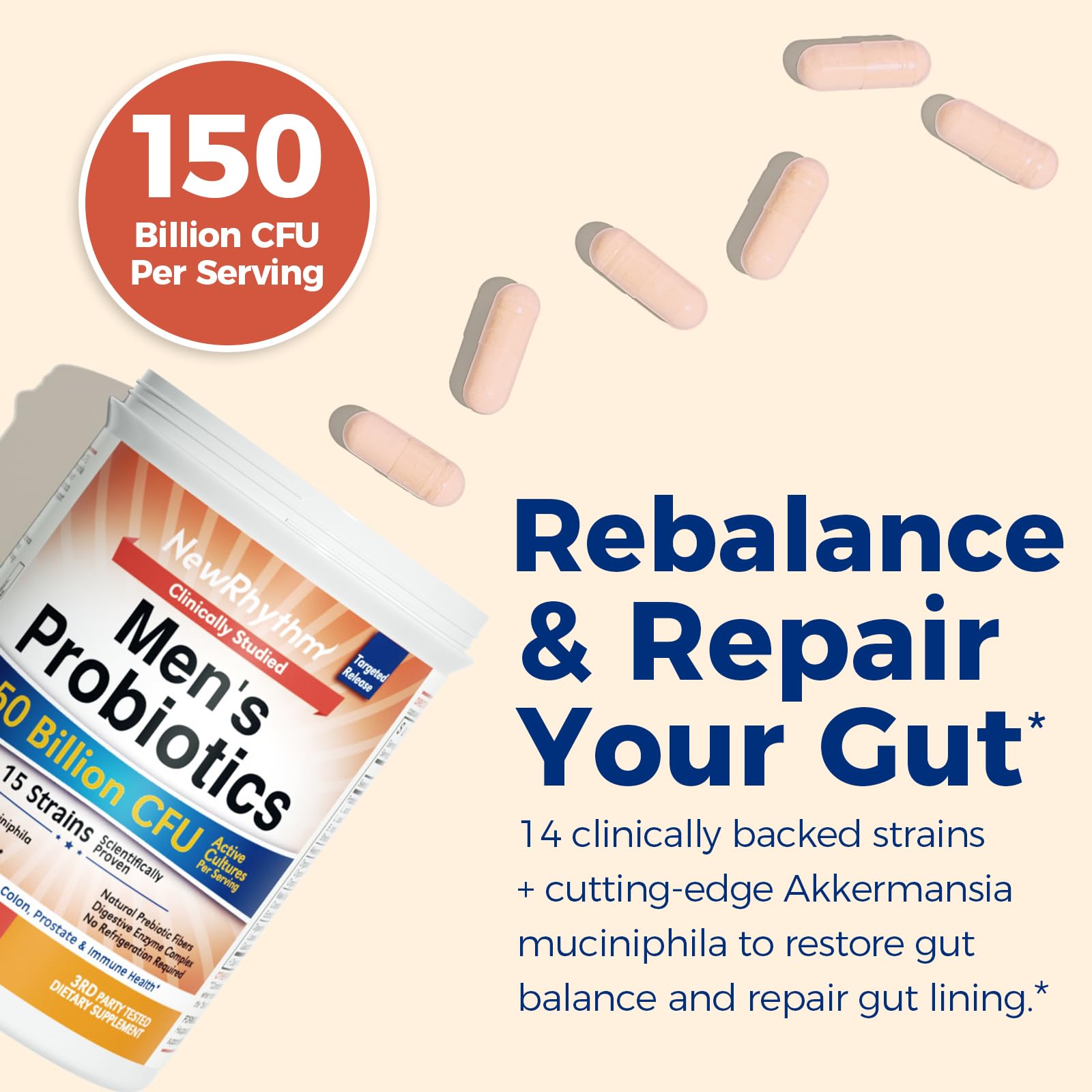 Probiotic bottle with organic prebiotics and digestive enzymes