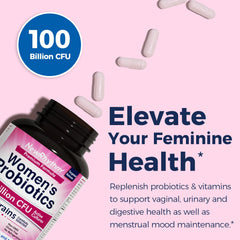 Close-up of NewRhythm Women's Probiotics label