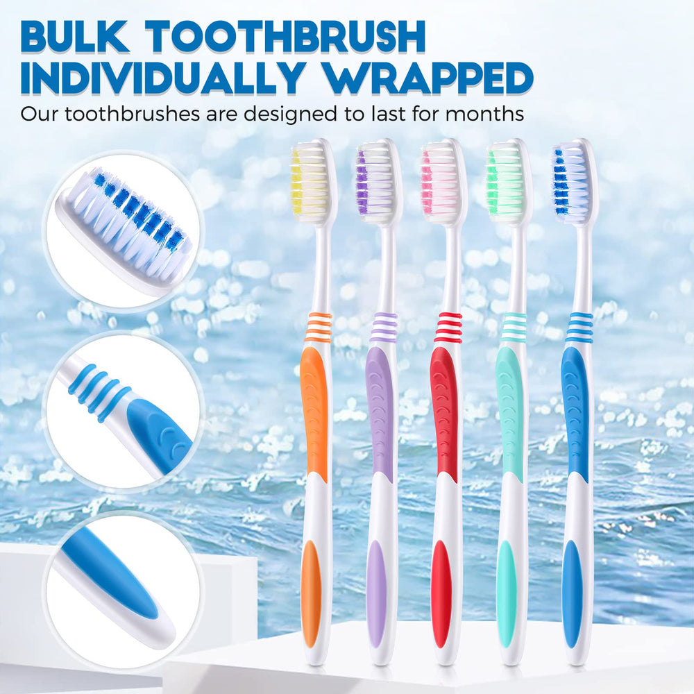 Assorted toothbrush colors blue green red orange purple