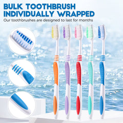 Assorted toothbrush colors blue green red orange purple