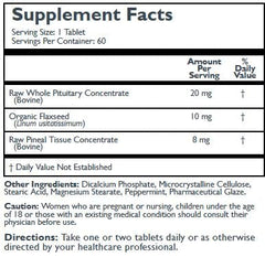 Close up of Pineal + glandular supplement ingredients