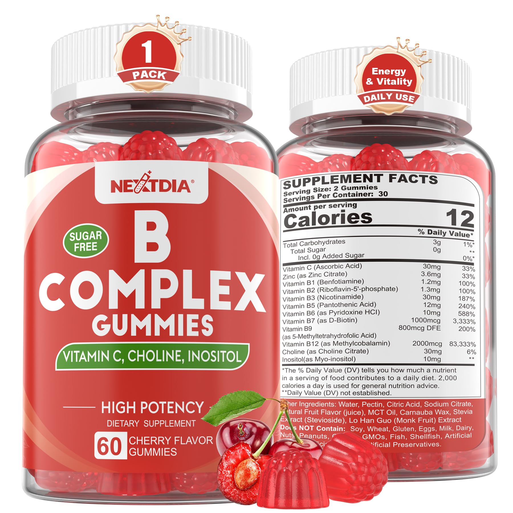 Nextdia front packaging showing bottle and label, highlights convenience