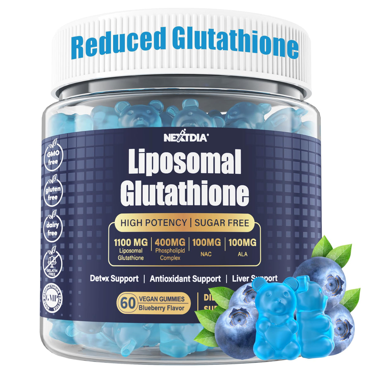 Nextdia Liposomal Glutathione Gummies 1100mg bottle – hero image