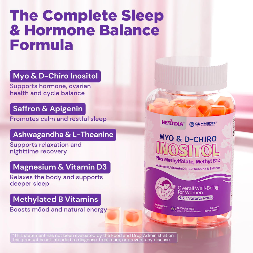 Nextdia nutrition label showing inositol ratio and methylated B vitamins