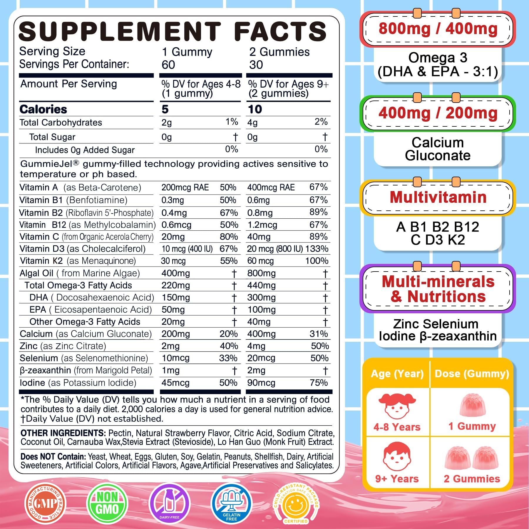 Strawberry-flavored sugar-free gummy close-up
