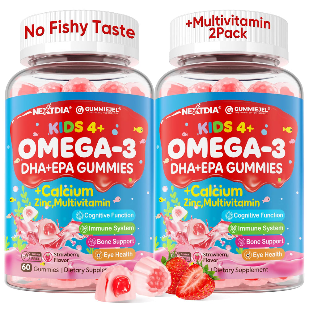 Nextdia Omega-3 Gummies for Kids bottle and packaging