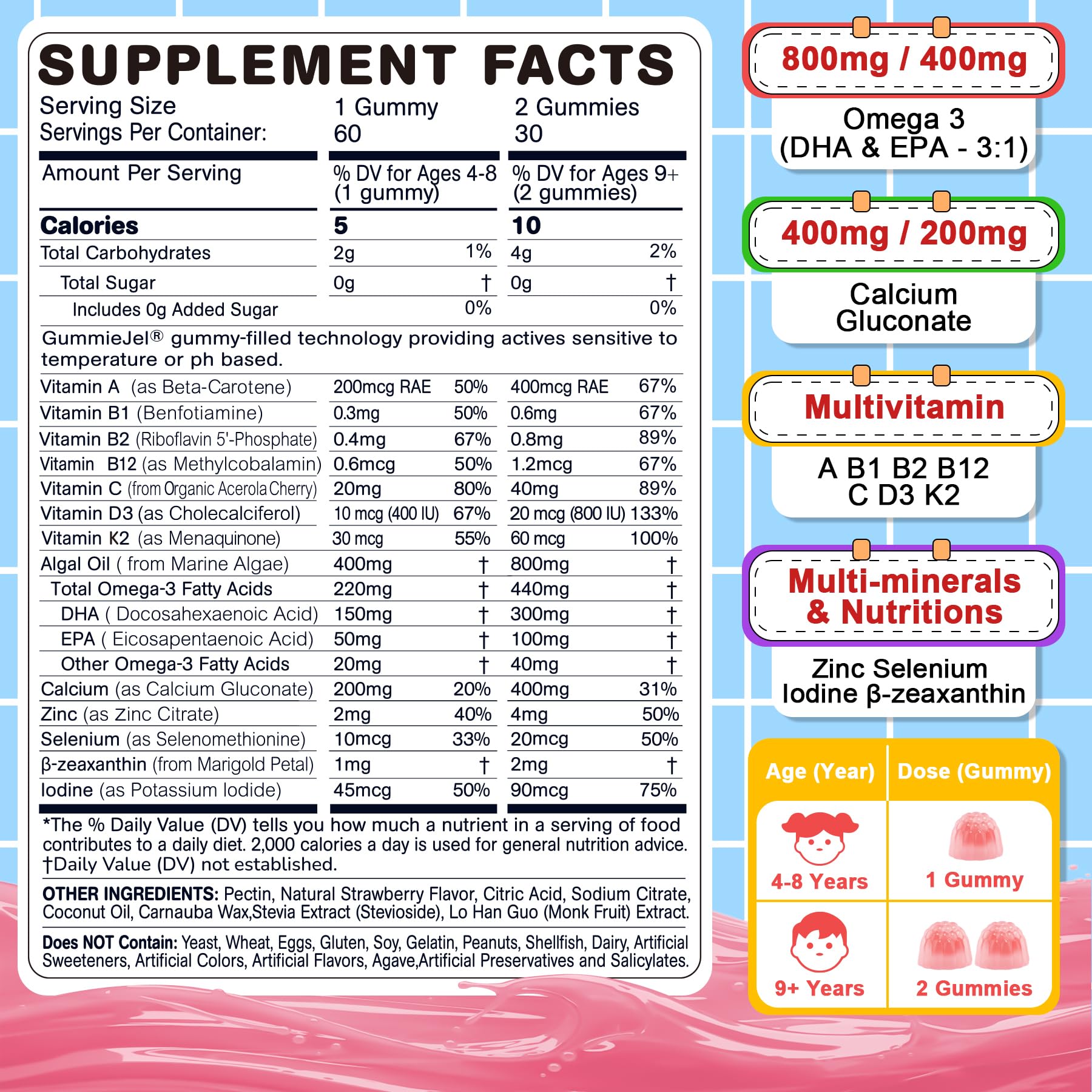 Close-up of strawberry-flavored gummy showing sugar-free outer layer