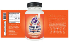 Close-up of Mangosteen Pericarp Capsules label