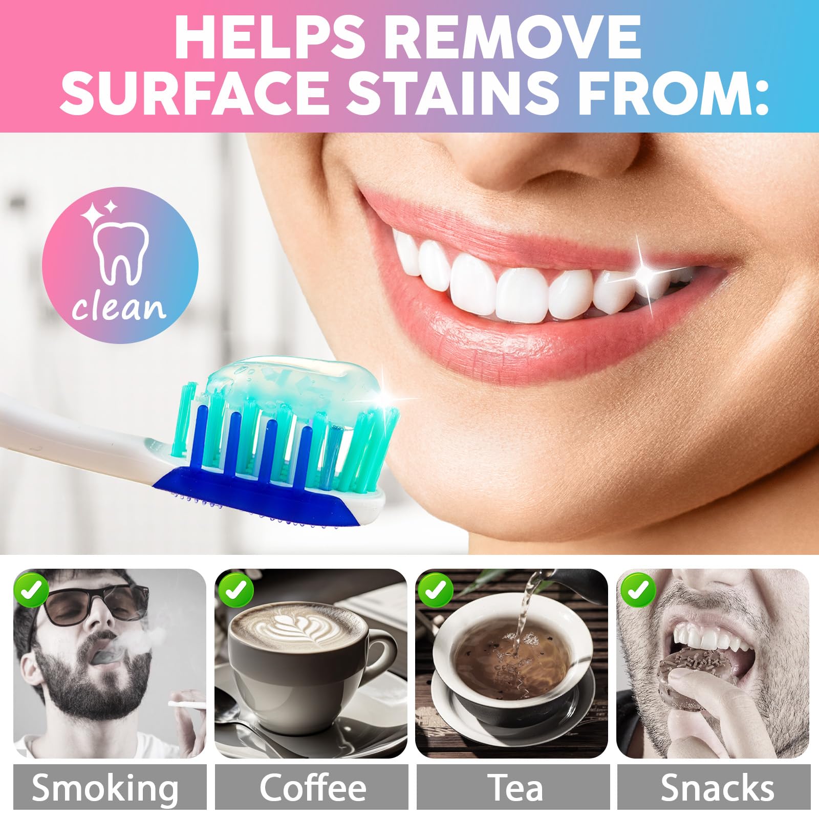 Toothpaste showing stain removal capability