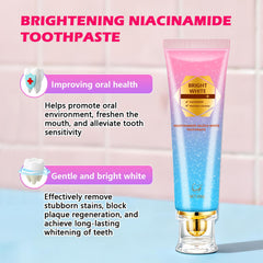 Close-up of Niacinamide Whitening Toothpaste tube