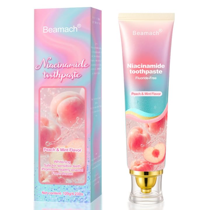 Packaging of Niacinamide Whitening Toothpaste with Sakura Peach fragrance