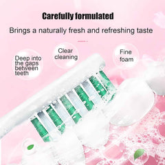 Mint and Peach flavor labeling on toothpaste packaging