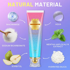 Close-up of toothpaste tube highlighting fluoride-free formula