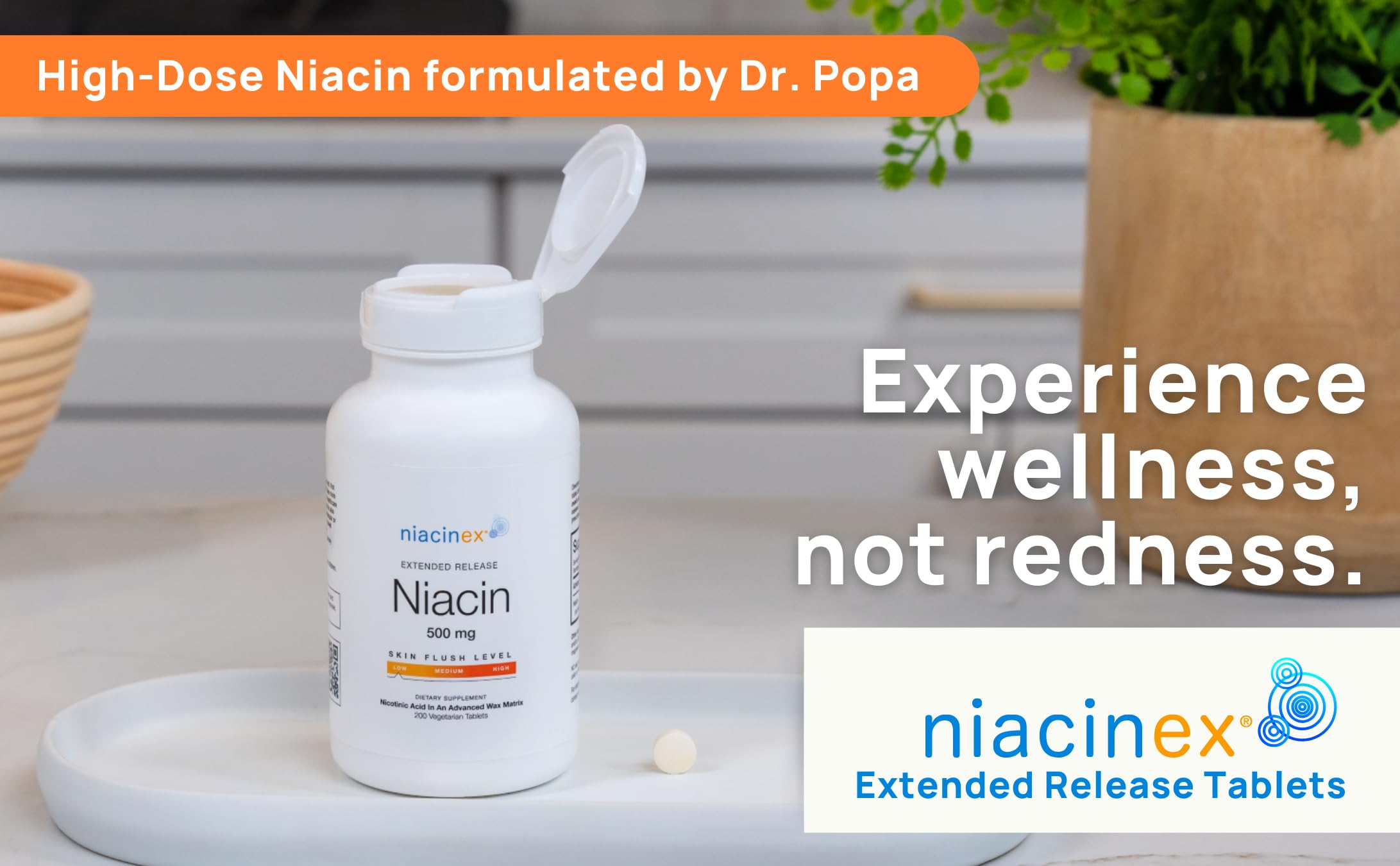 Niacinex bottle front and back label views