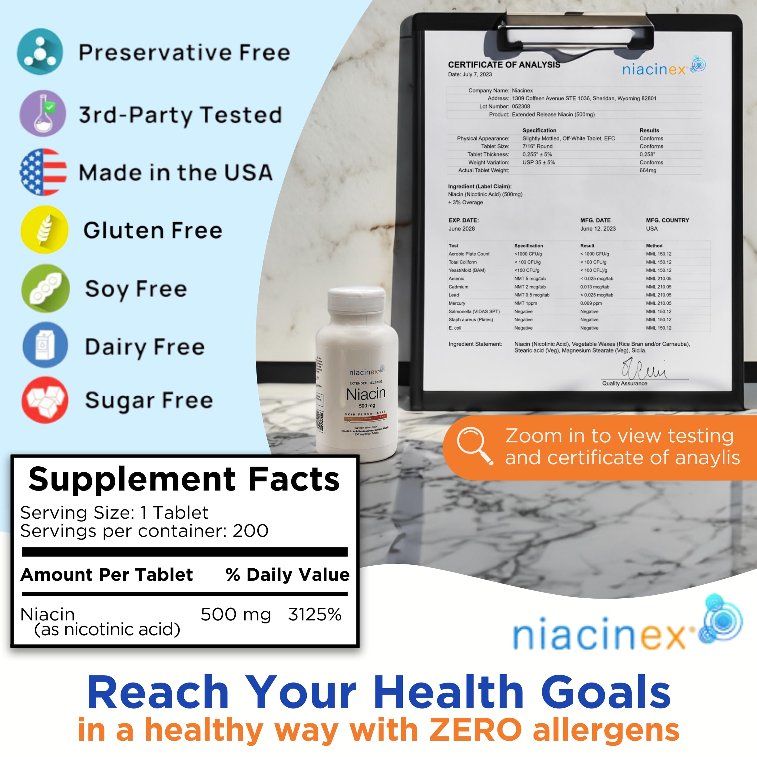 Nicotinic acid chemical structure illustration