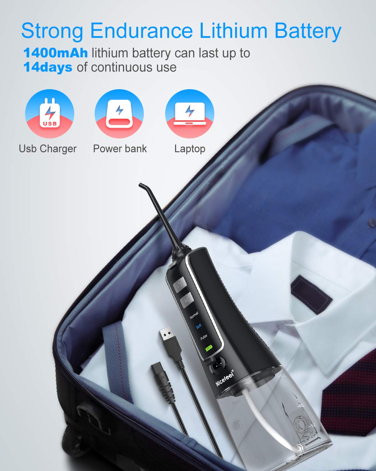 IPX7 waterproof design and travel-friendly cordless water flosser