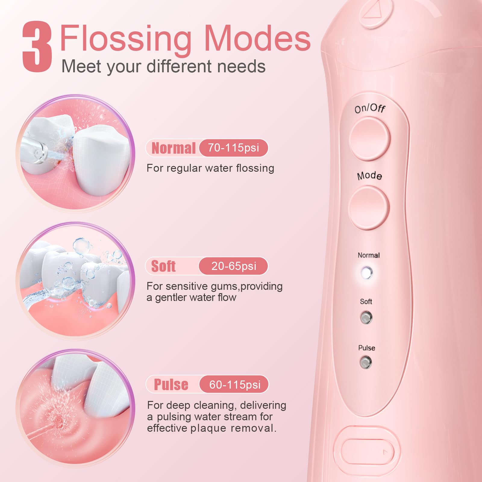 Gentle pulses mode for tonsil stone relief