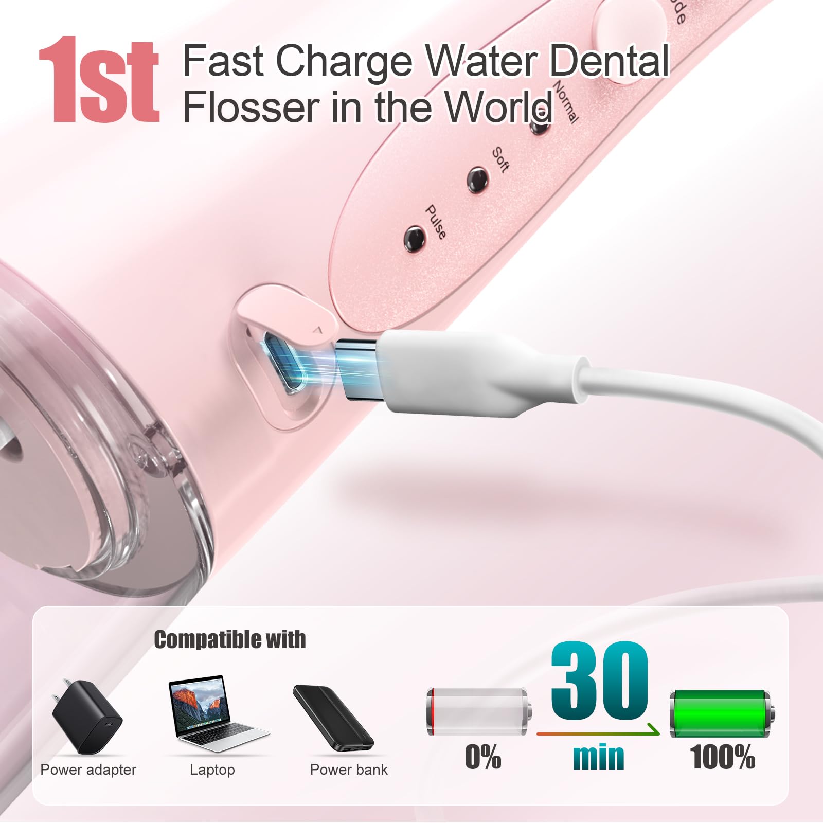 Type-C rechargeable port and compact design for travel