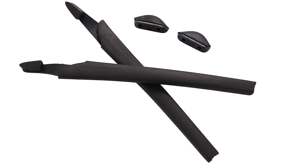 Close-up of NicelyFit nose pads and temple ear socks for Oakley Crosslink Pro Sweep Switch frames, black