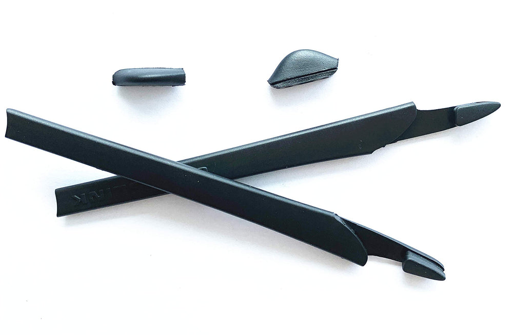 Top-quality skin-friendly silicone temple socks and nose pads for Crosslink, easy installation in black.