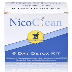 NICOCLEAN 6 Day Detox packaging—clear at-home cleansing kit for daily wellness.