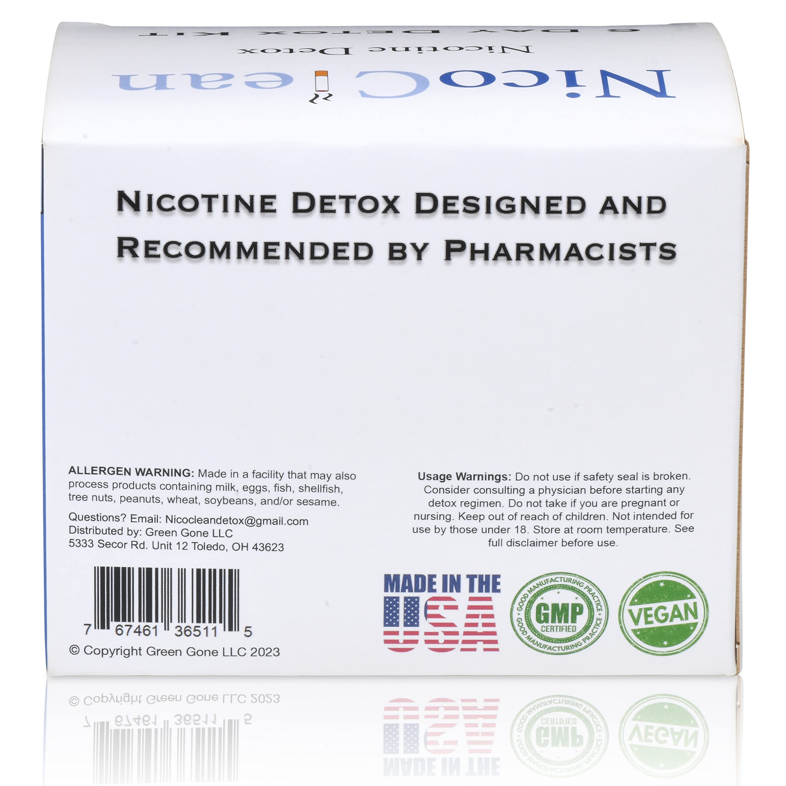 NICOCLEAN 6 Day Detox test strips illustrate easy daily nicotine checks and progress tracking.