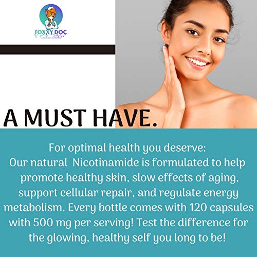 Nicotinamide 500 mg Vitamin B3 energy label