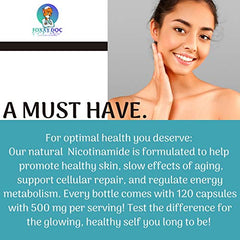 Nicotinamide 500 mg Vitamin B3 energy label