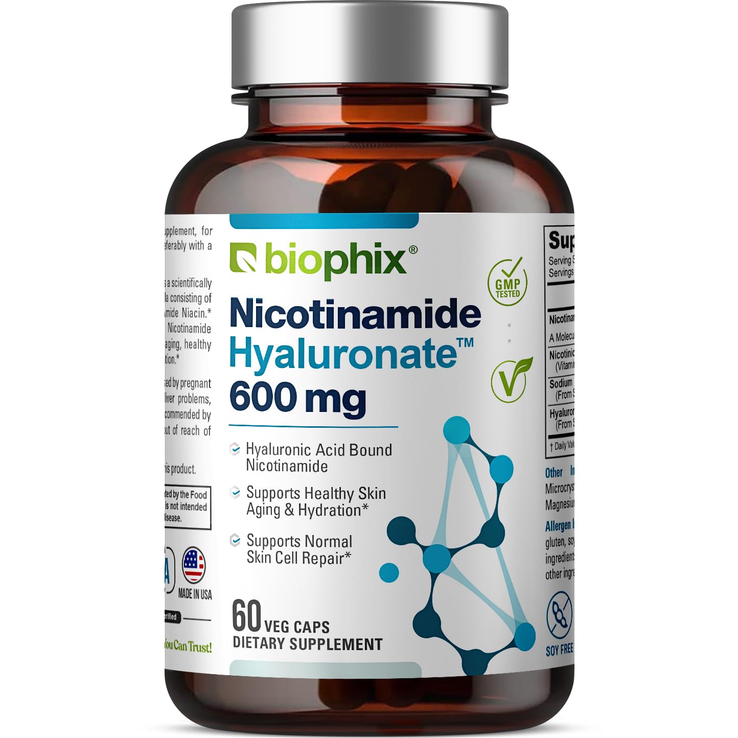 Nicotinamide Hyaluronate 600 mg 60 Vcaps bottle (hero image)