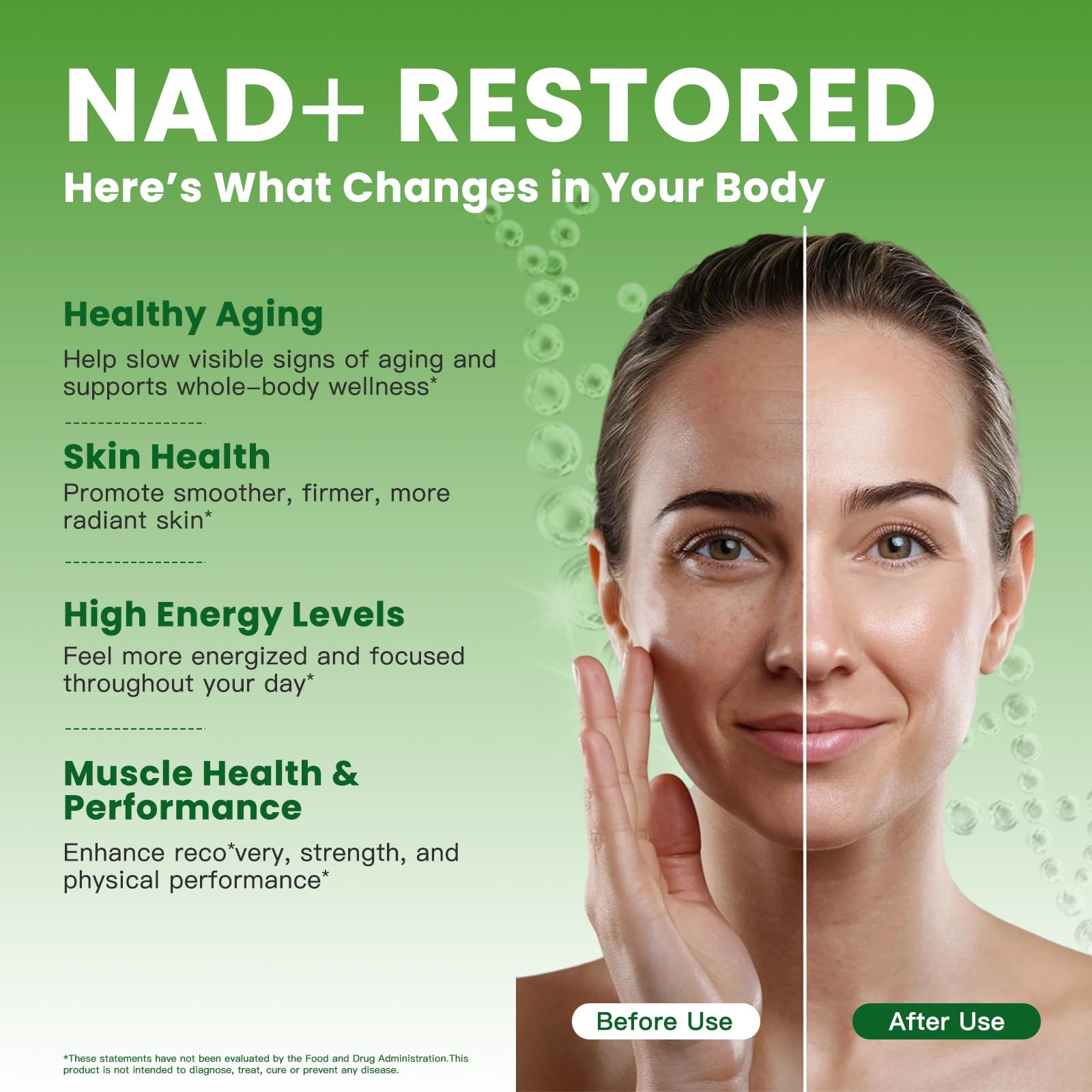 Nicotinamide riboside, resveratrol, and green tea extract ingredients