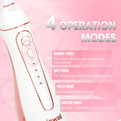 Flosser showcasing four modes and 11 intensity levels