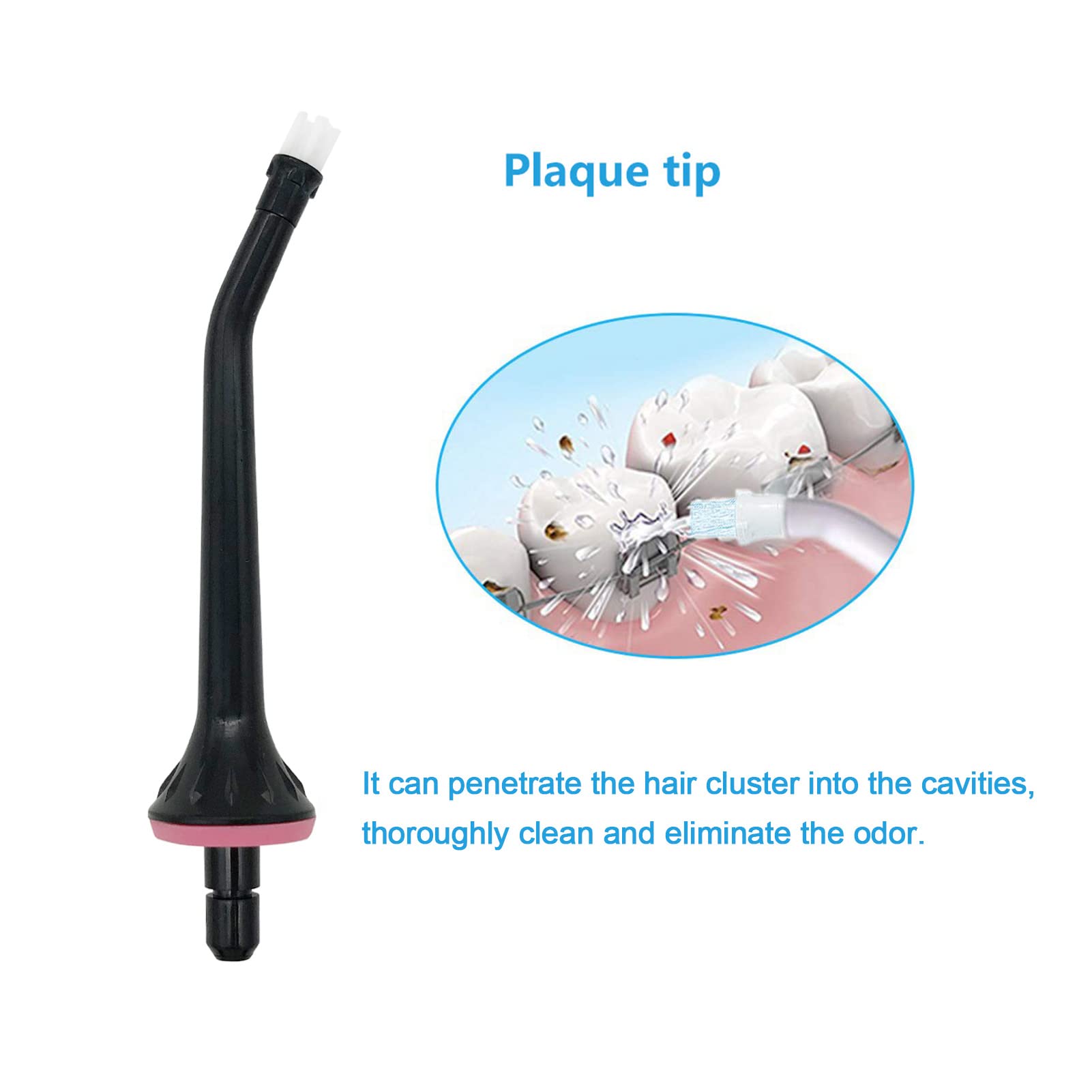 Close-up of Nicwell water flosser replacement tips showing black color