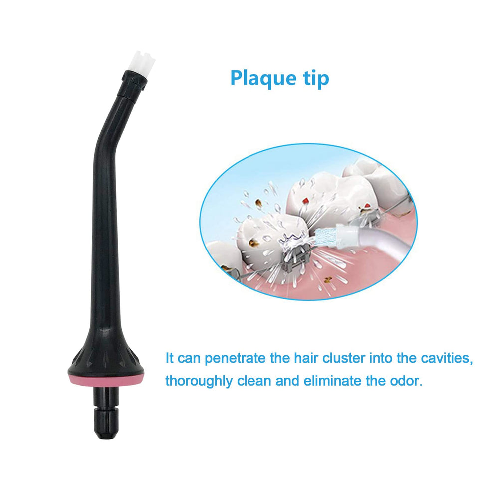 Close-up of Nicwell water flosser replacement tips showing black color