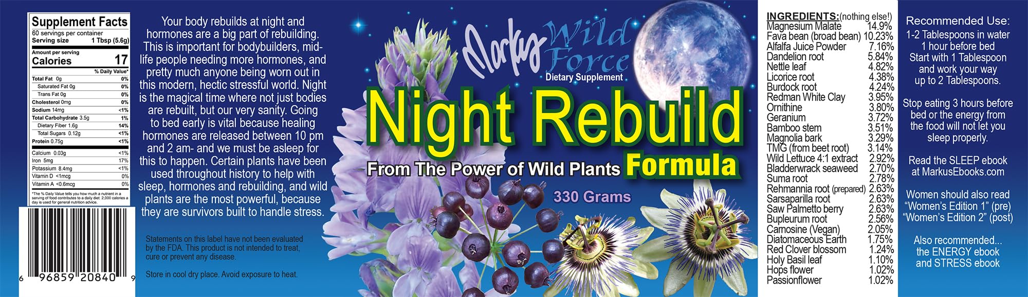 Night Rebuild packaging and branding