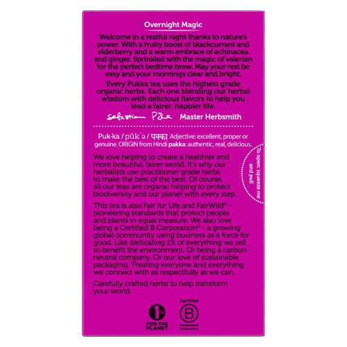 Close-up of compostable tea bag for Night Time Berry blend