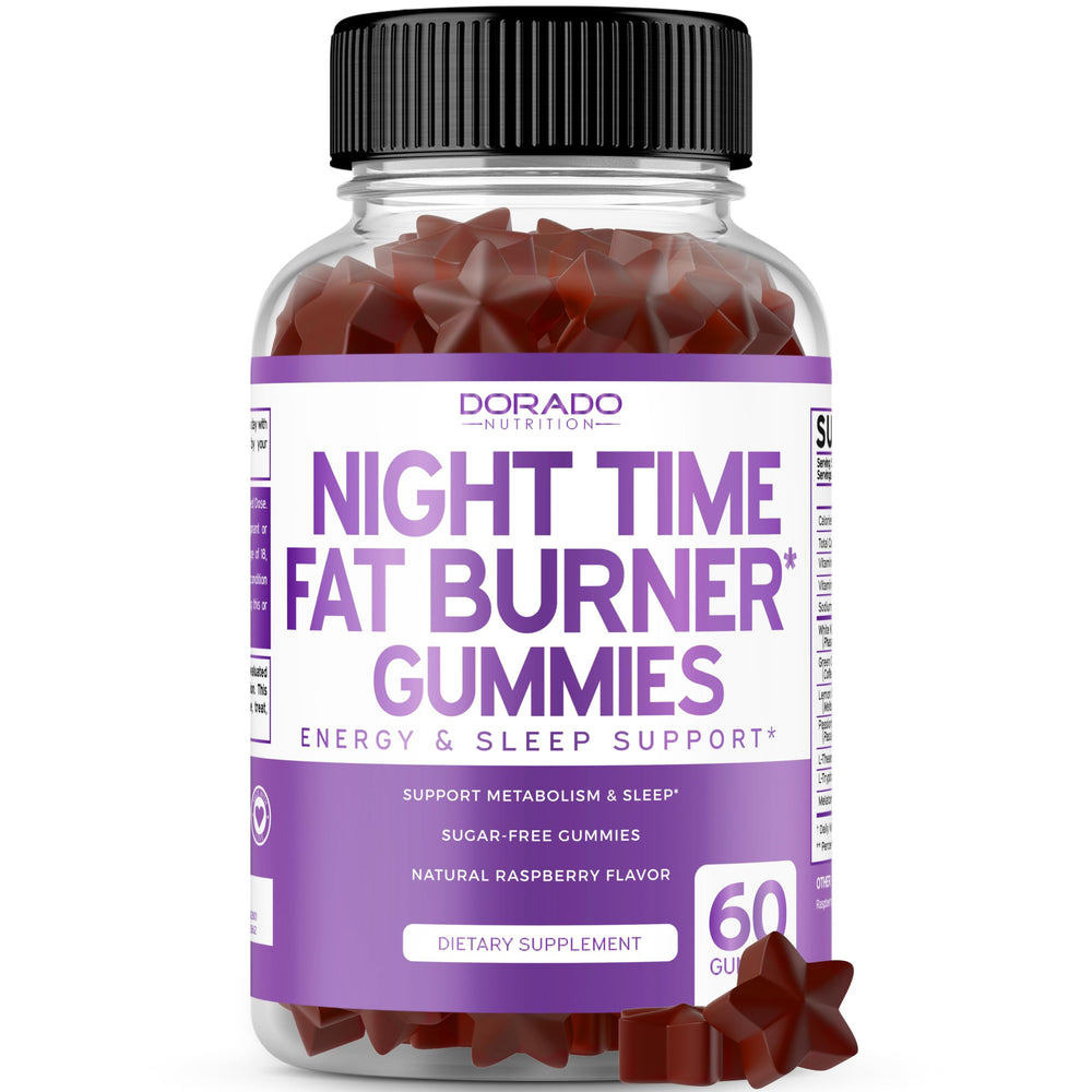 Night Time Fat Burner Gummies Raspberry flavor bottle