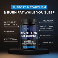 Close-up of Night Time Fat Burner bottle label