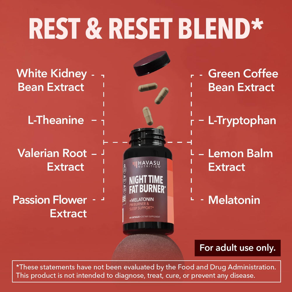 Illustration highlighting melatonin, green coffee bean extract and white kidney bean
