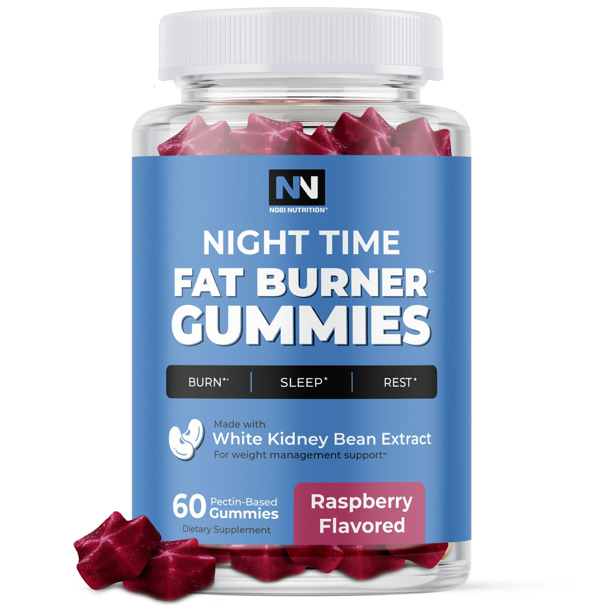 Night Time Fat Burner Gummies bottle and label
