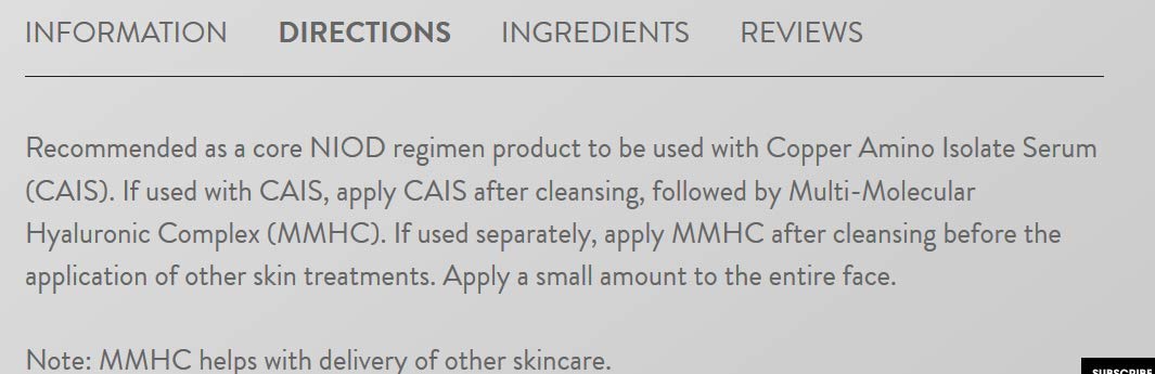Applying NIOD Multi-Molecular Hyaluronic Complex on skin