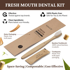 Bamboo toothbrush with toothpaste included in Nisgur bulk kit
